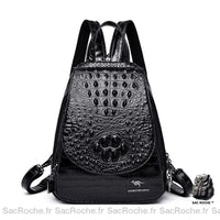 Sac à dos motif croco femme luxe - modèle Noir - Sac Roche ™