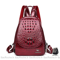 Sac à dos motif croco femme luxe - modèle Rouge - Sac Roche ™