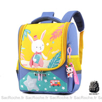 Sac à dos à motif mignon de bonne qualité jaune et bleu avec un fond blanc