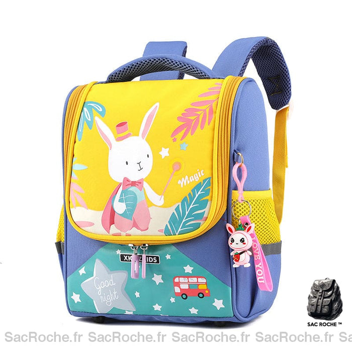 Sac à dos à motif mignon de bonne qualité jaune et bleu avec un fond blanc