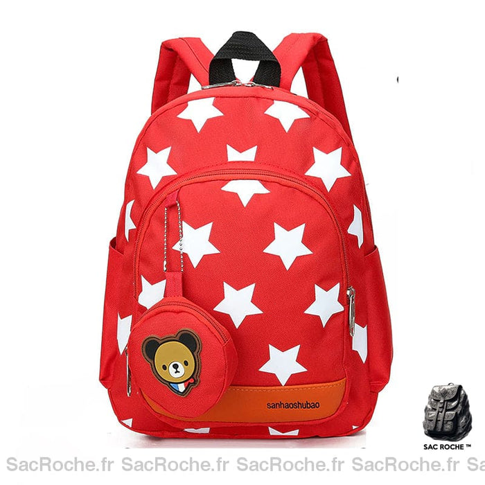 Sac à dos avec pendentif motif ours et etoiles en blanc