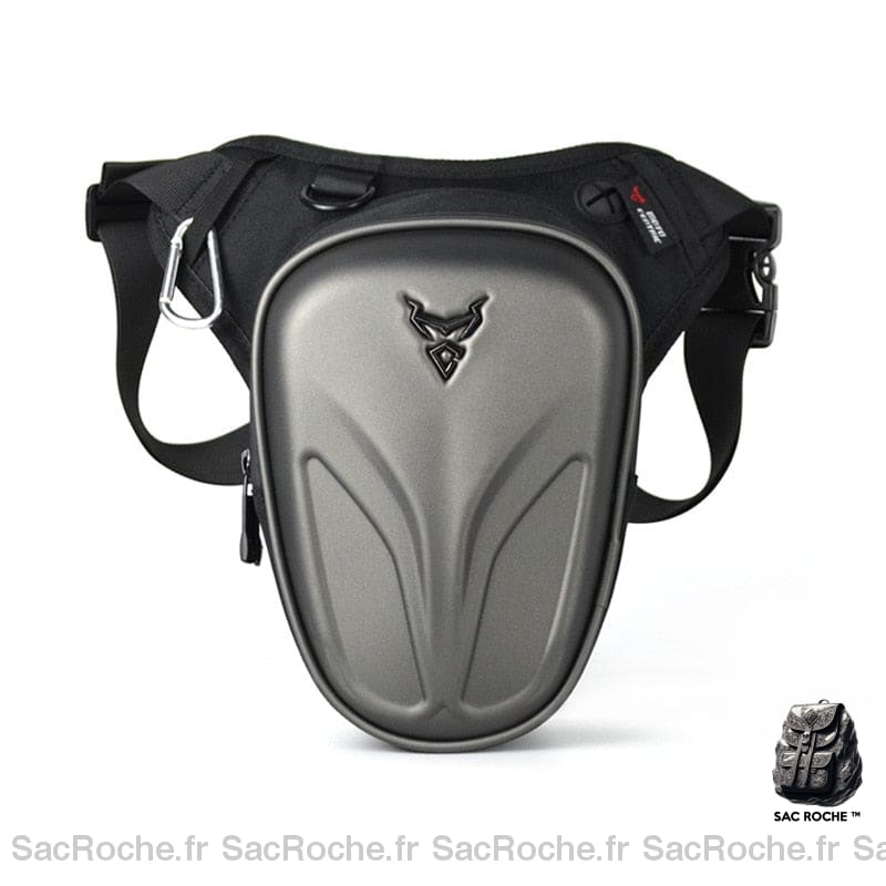 Sac à dos moto à coque dure de haute qualité gris et noir avec un fond blanc