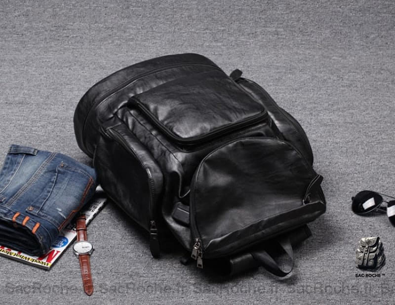 Sac À Dos Multi-Poches En Similicuir Sport