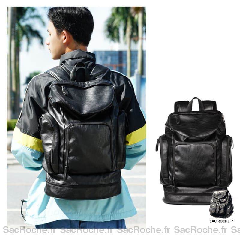 Sac À Dos Multi-Poches En Similicuir Sport