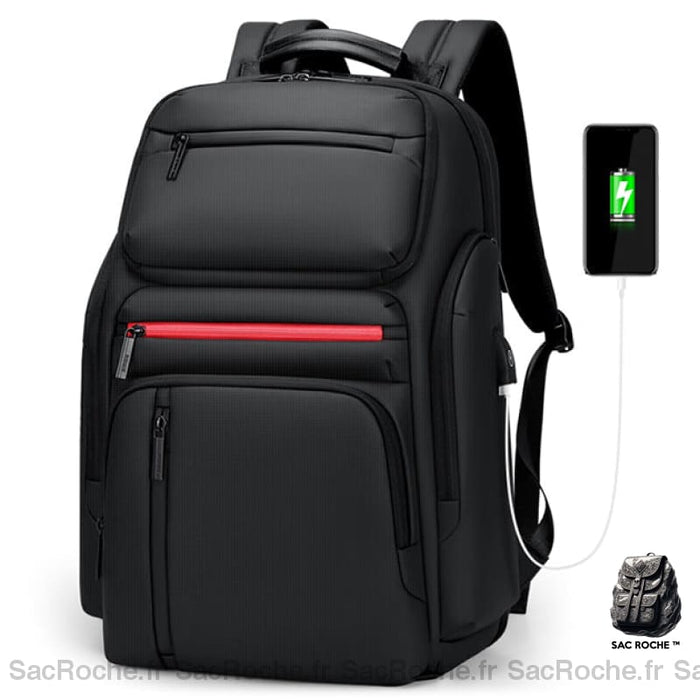 Sac À Dos Multipoche - Voyage Charge Usb Noir Dos Voyage
