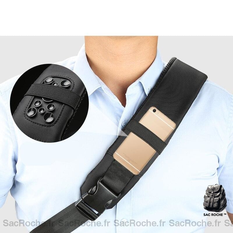 Sac À Dos Noir Avec Compartiment Ordinateur Homme