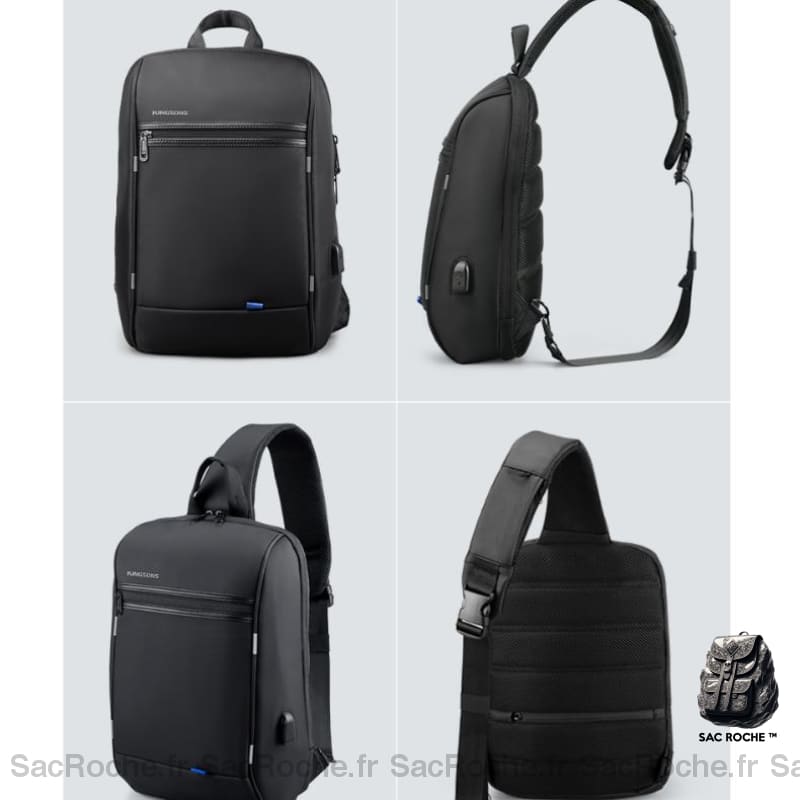 Sac À Dos Noir Avec Compartiment Ordinateur Homme