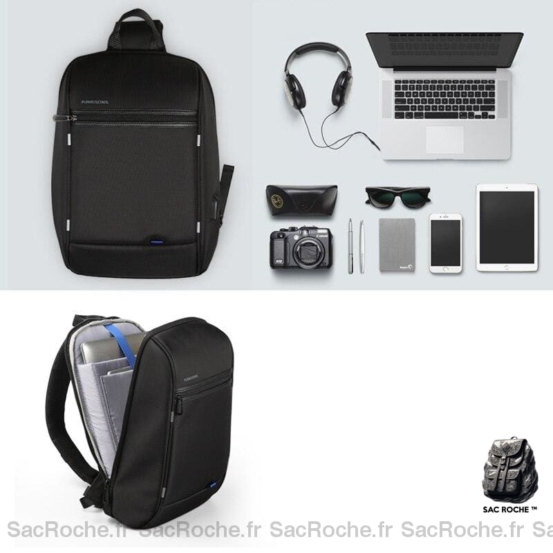 Sac À Dos Noir Avec Compartiment Ordinateur Homme