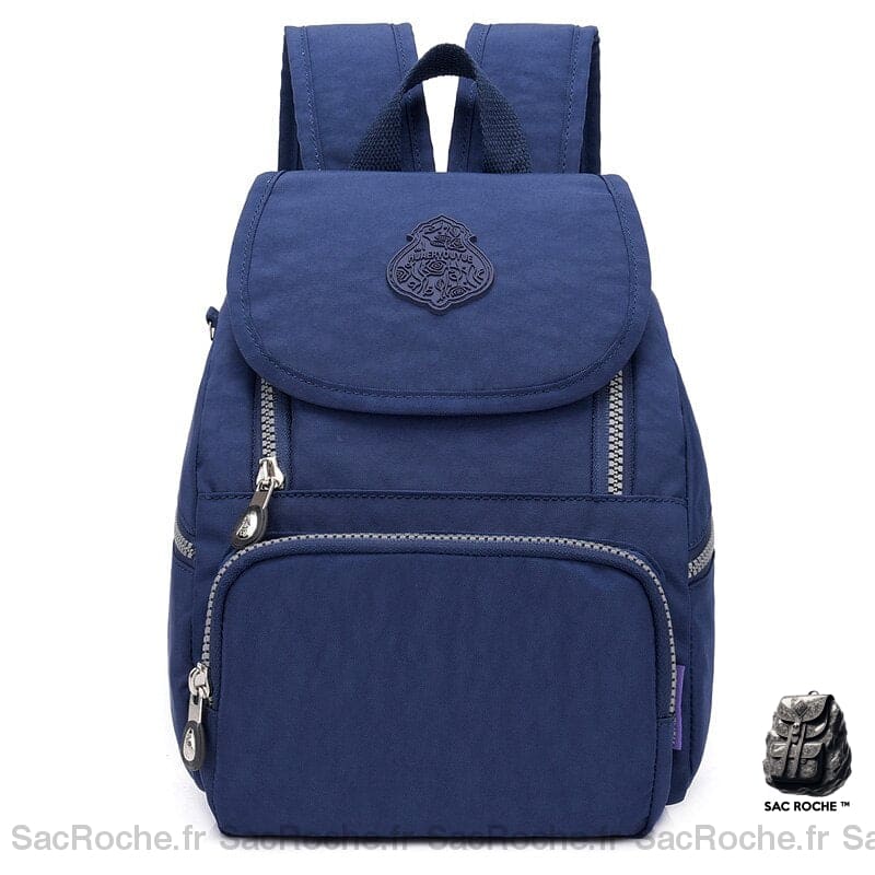 Sac À Dos Noir Avec Rabat Femme Bleu Foncé Dos Femme