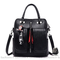 Sac à dos noir cuir féminin - Sac Roche ™