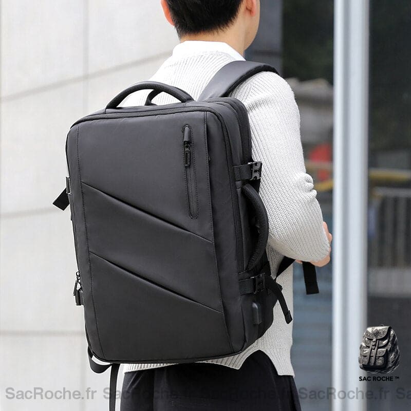 Sac À Dos Noir Double Compartiment Homme