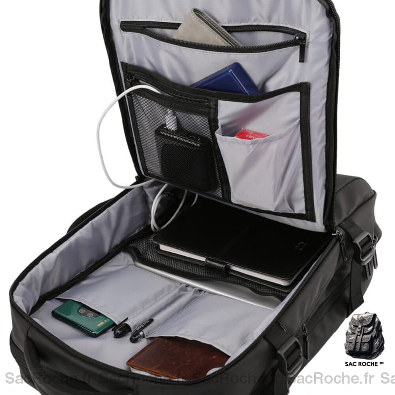 Sac À Dos Noir Double Compartiment Homme