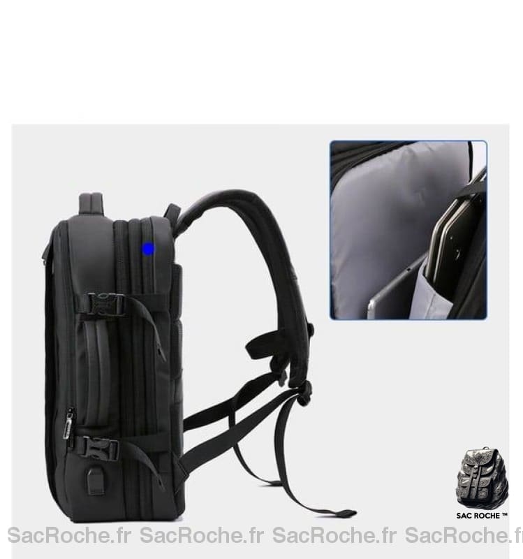 Sac À Dos Noir Double Compartiment Homme
