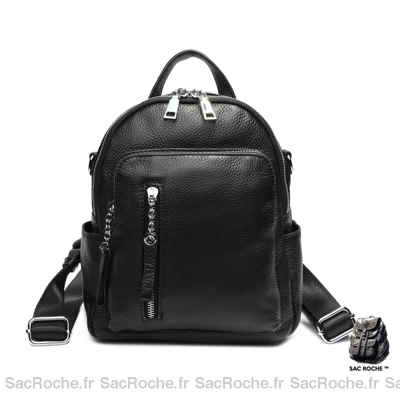 Sac À Dos Noir En Cuir Femme