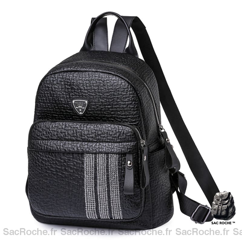 Sac À Dos Noir En Simili Cuir Décontracté Femme. Sac A Femme