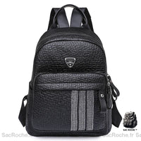 Sac à dos noir en simili cuir décontracté femme. - Sac Roche ™
