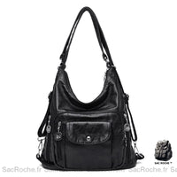 Sac à dos noir en simili cuir urbain - Sac Roche ™