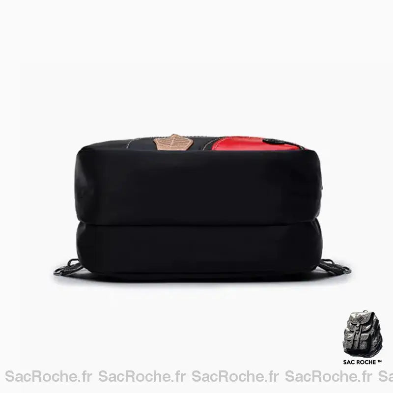 Sac À Dos Noir Et Rouge Rétro Nylon Femme