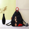 Sac À Dos Noir Et Rouge Rétro Nylon Femme