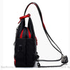 Sac À Dos Noir Et Rouge Rétro Nylon Femme