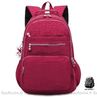 Sac à Dos Noir Femme - Double Compartiments - Multipoche - modèle Rouge - Sac Roche ™