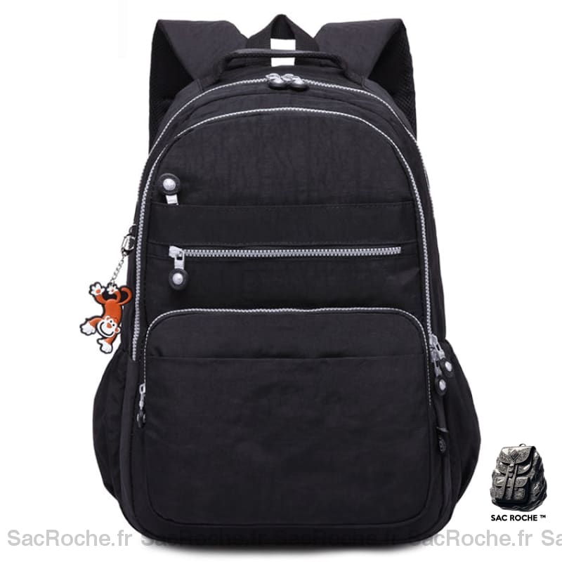 Sac À Dos Noir Femme - Double Compartiments Multipoche Sacs Dos Scolaire