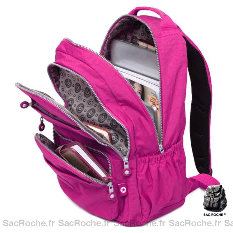 Sac À Dos Noir Femme - Double Compartiments Multipoche Sacs Dos Scolaire