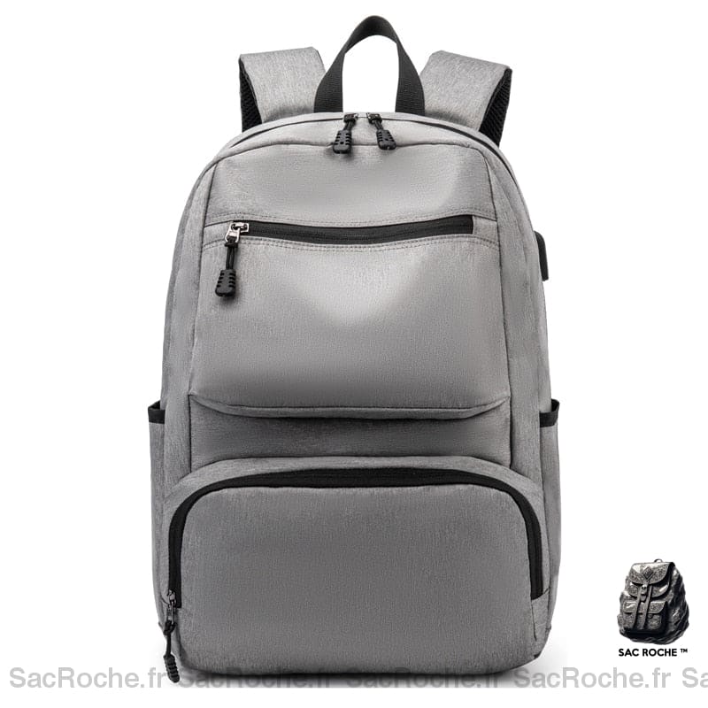 Sac À Dos Noir Homme Avec Port Usb - Élégant Et Pratique Gris Dos Homme