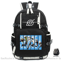 Sac à dos noir Kakashi Hatake avec motif attaque en bleu