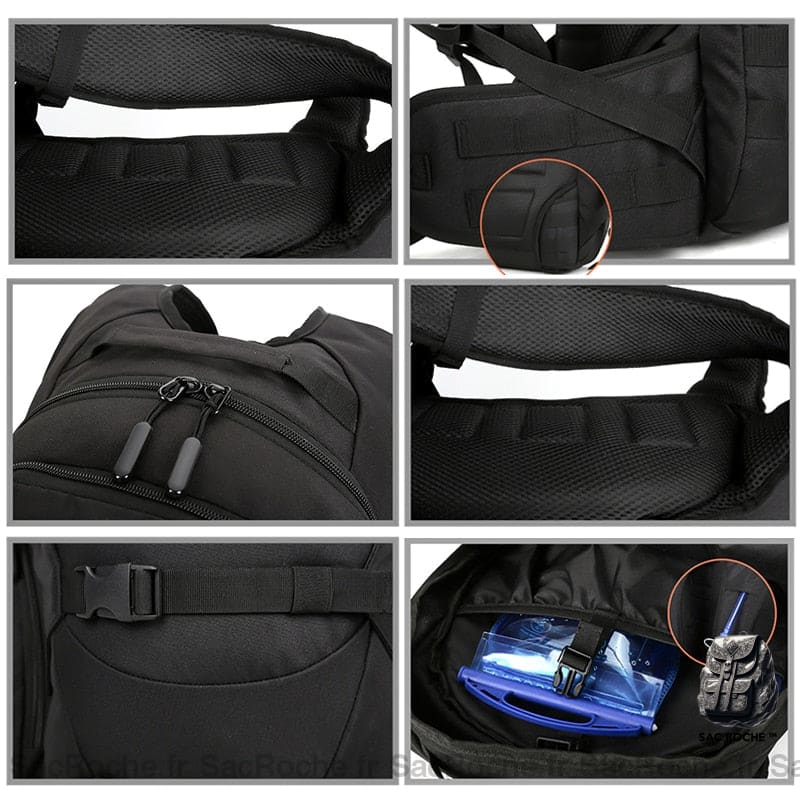 Sac À Dos Noir Militaire 40L Sport