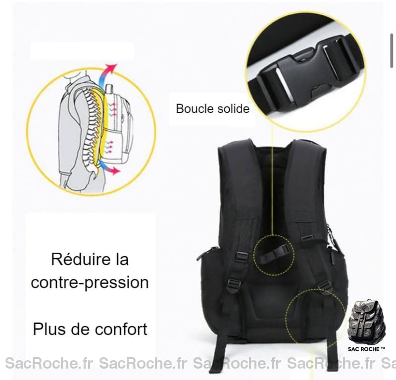 Sac À Dos Noir Militaire 40L Sport