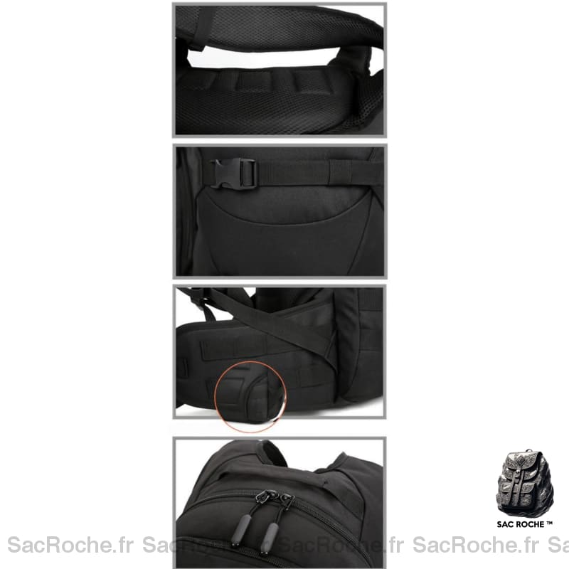 Sac À Dos Noir Militaire 40L Sport