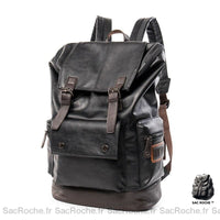 Sac à dos noir rétro en simili-cuir - Sac Roche ™