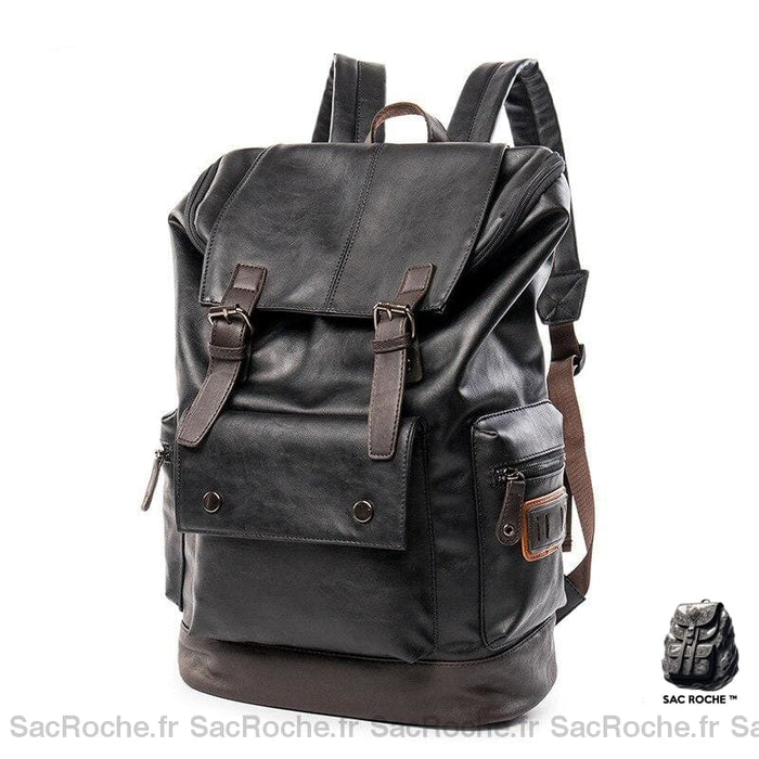 Sac à dos rétro noir en simili-cuir - Sac à dos Sac
