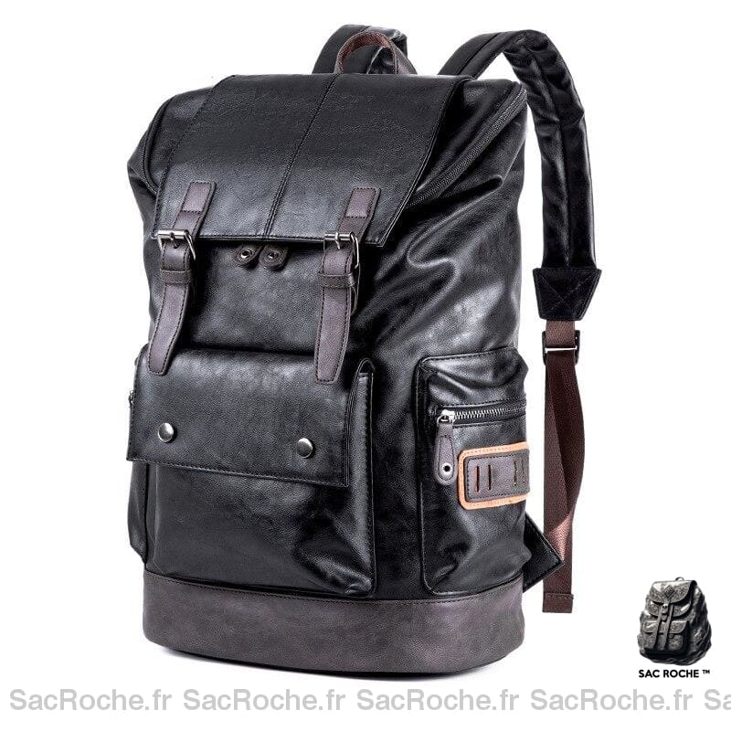 Sac À Dos Noir Rétro En Simili-Cuir Homme