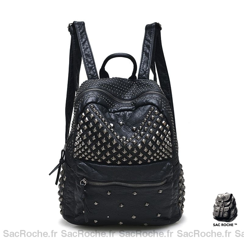 Sac À Dos Noir Rivets Cuir Femme