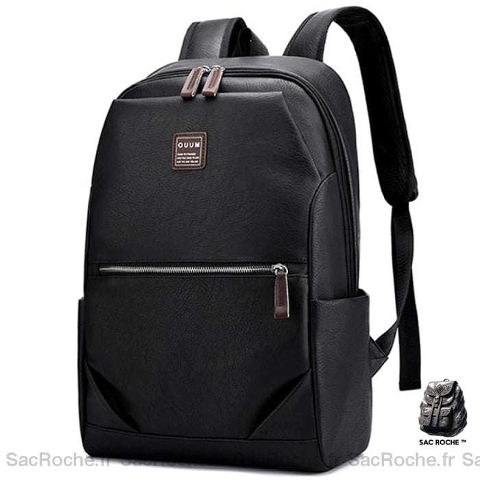Sac À Dos Noir Simili Cuir - Homme Chic Noir Sac A Ordinateur
