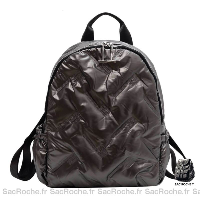 Sac À Dos Nylon Femme Compact Gris Petit