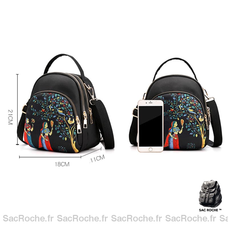 Sac À Dos Nylon Motif Arbre Femme