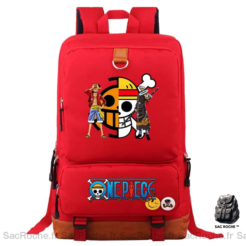 Sac à dos One Piece Luffy pour enfants en rouge avec motifs devant