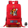Sac à dos One Piece Luffy pour enfants en rouge avec motifs devant