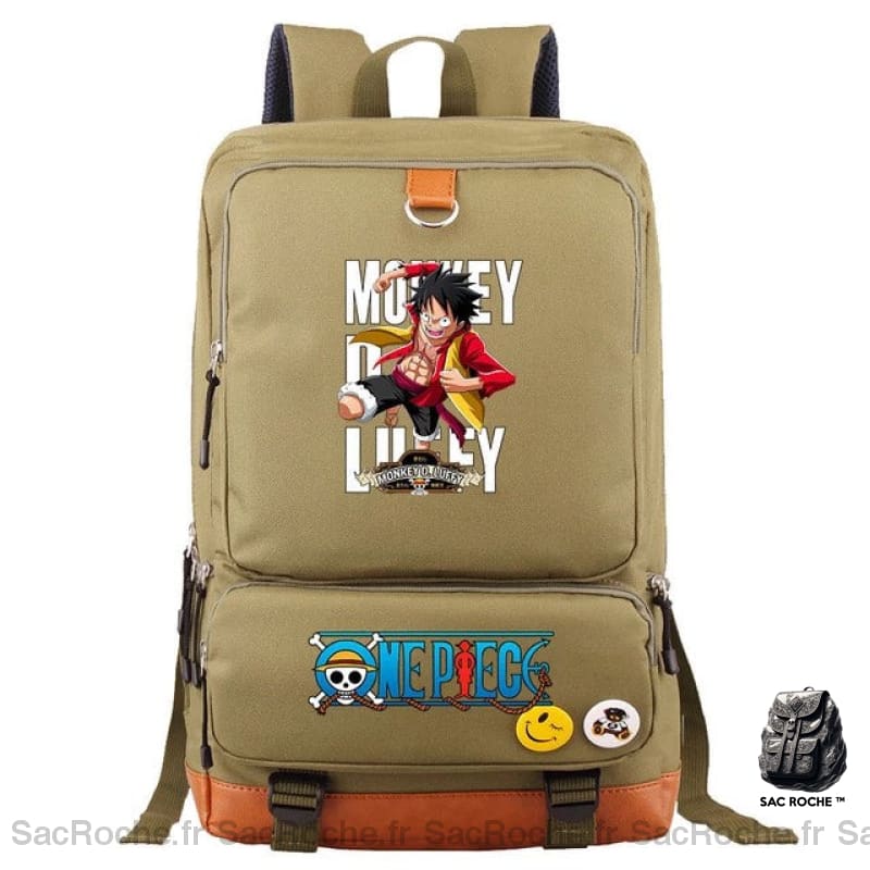 Sac à dos manga One Piece Monkey D marron avec motifs devant