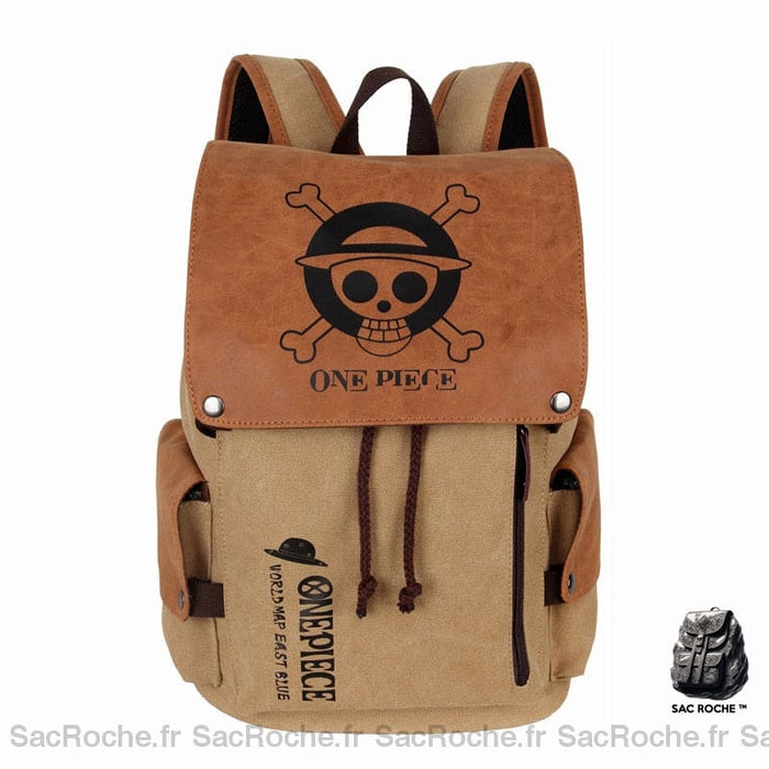 Sac à dos en toile One Piece marron vintage