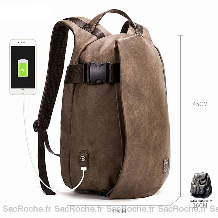 Sac à dos spécial ordinateur 15pouces - Marron - Sac à dos scolaire Sac à dos pour ordinateur portable