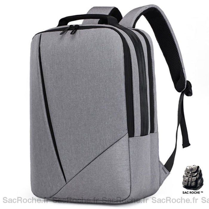 Sac À Dos Ordinateur Double Compartiment Gris Sac A