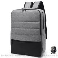 Sac À Dos Ordinateur Matelassé 2 Compartiments. Gris Sac A