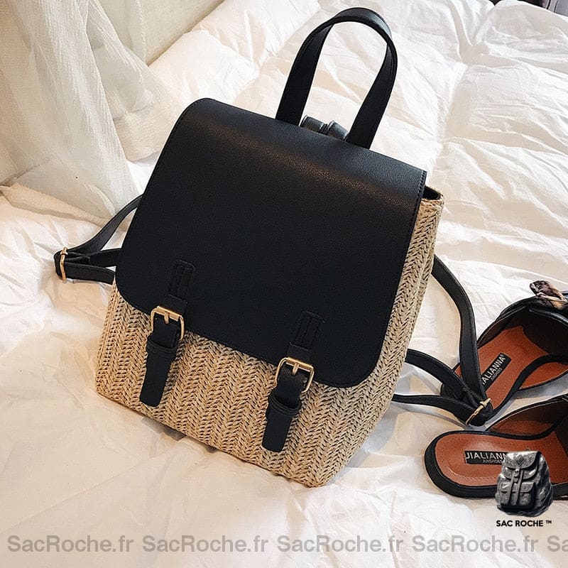 Sac À Dos Osier Mini Noir Petit Femme