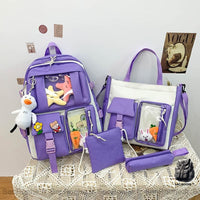 Sac à dos Oxford 4 pièces avec porte-clés peluche - Sac Roche ™