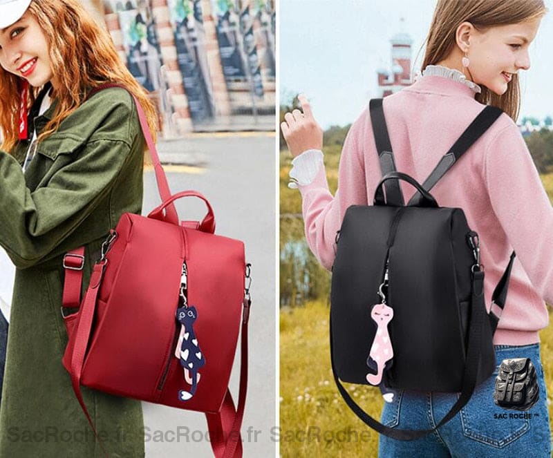 Sac À Dos Oxford Femme Avec Pendentif