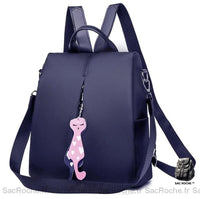 Sac à dos Oxford femme avec pendentif - modèle Bleu - Sac Roche ™